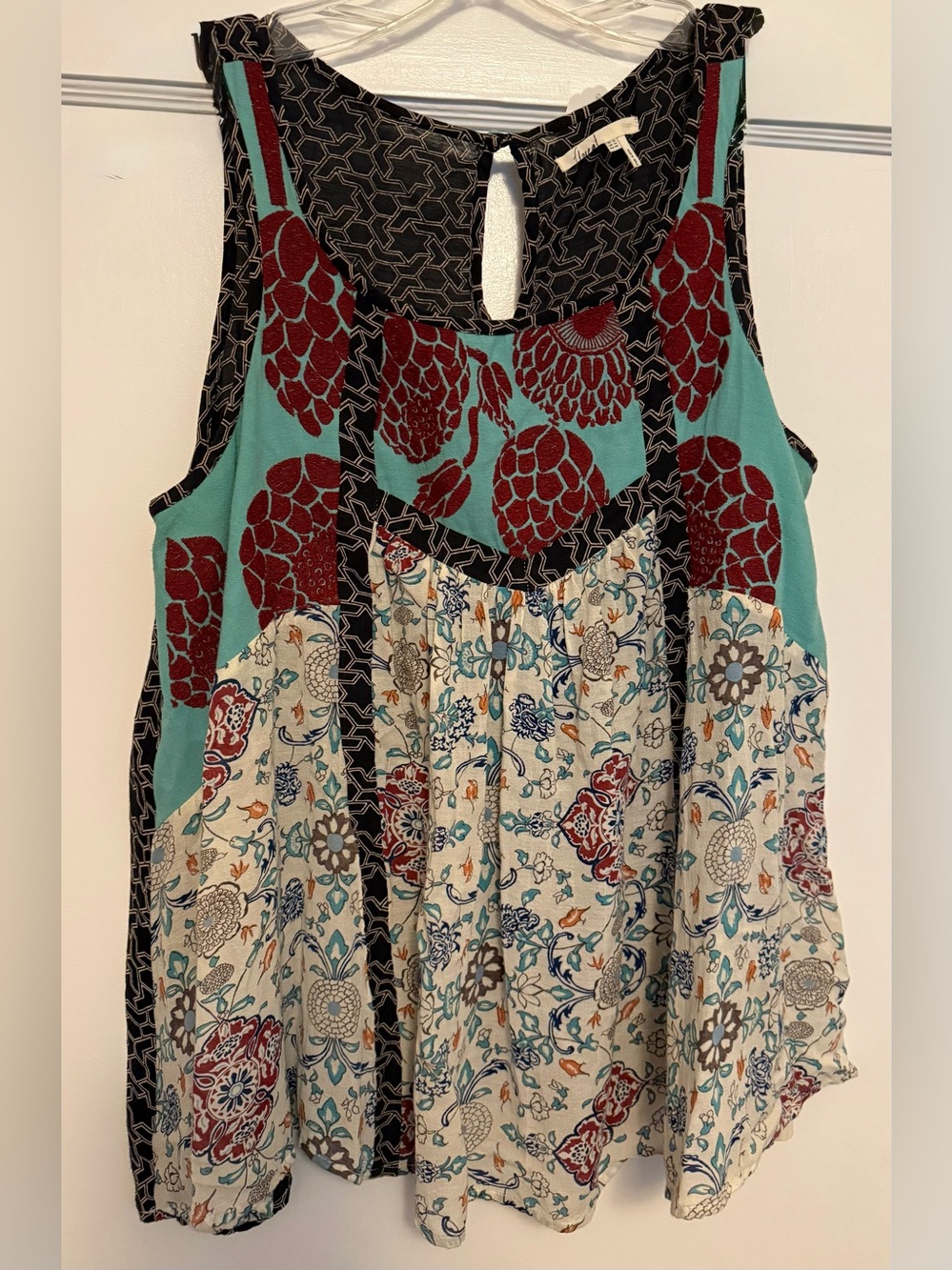 Anthropologie Floreat Top Womens 10 Boho Floral Embroidered Sleeveless
